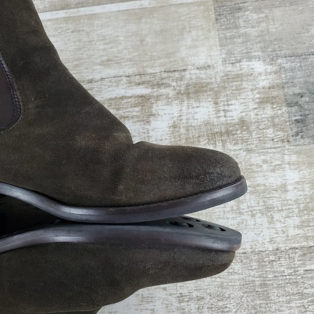 Thursday Boot Co. Mens Chelsea Boot Sz 9.5 Dark Olive Suede Elastic Side Panels